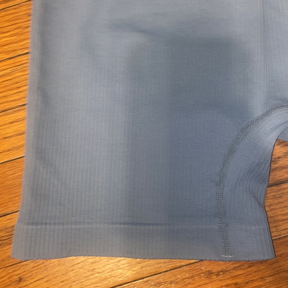 Blue Ribbed Biker Shorts - Picture 2 of 4